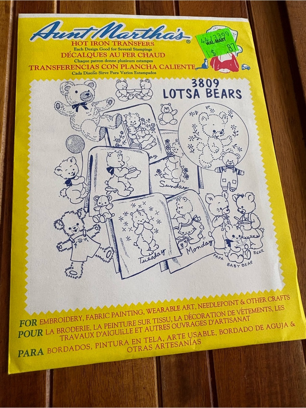 Vintage Aunt Martha’s 3809 Lotsa Bears Hot Iron Embroidery Transfer